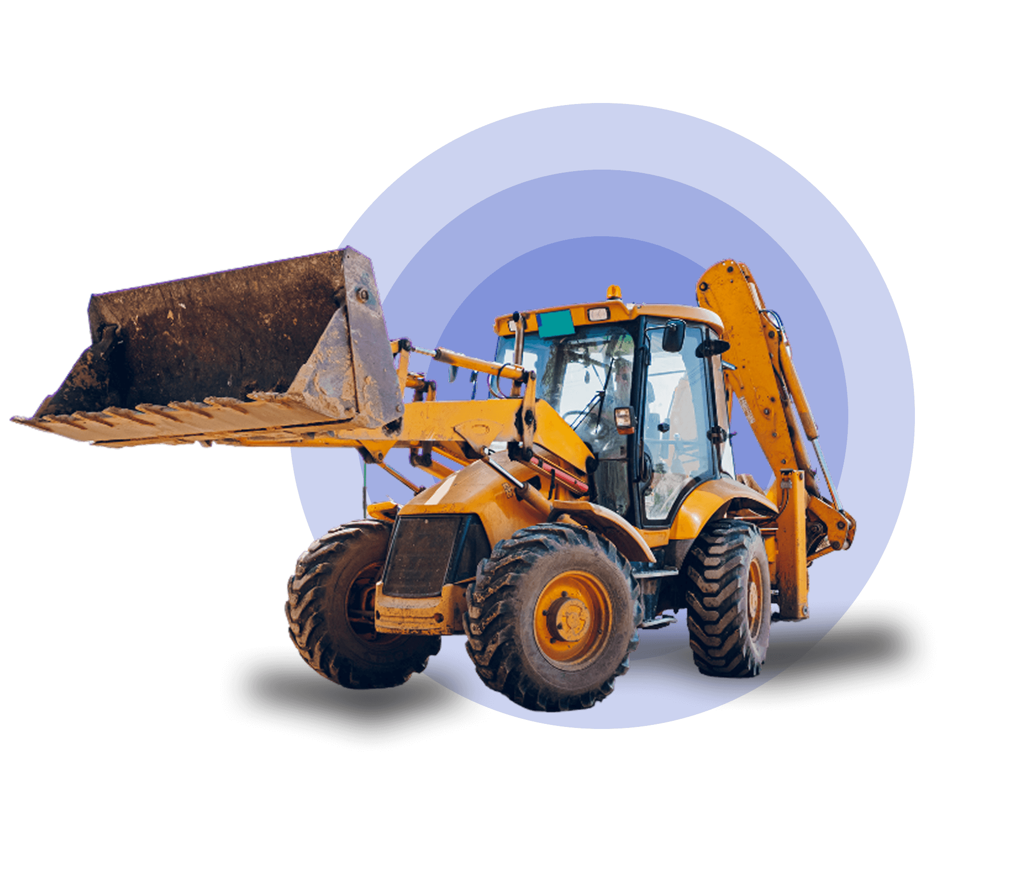 Heavy construction machinery displayed prominently